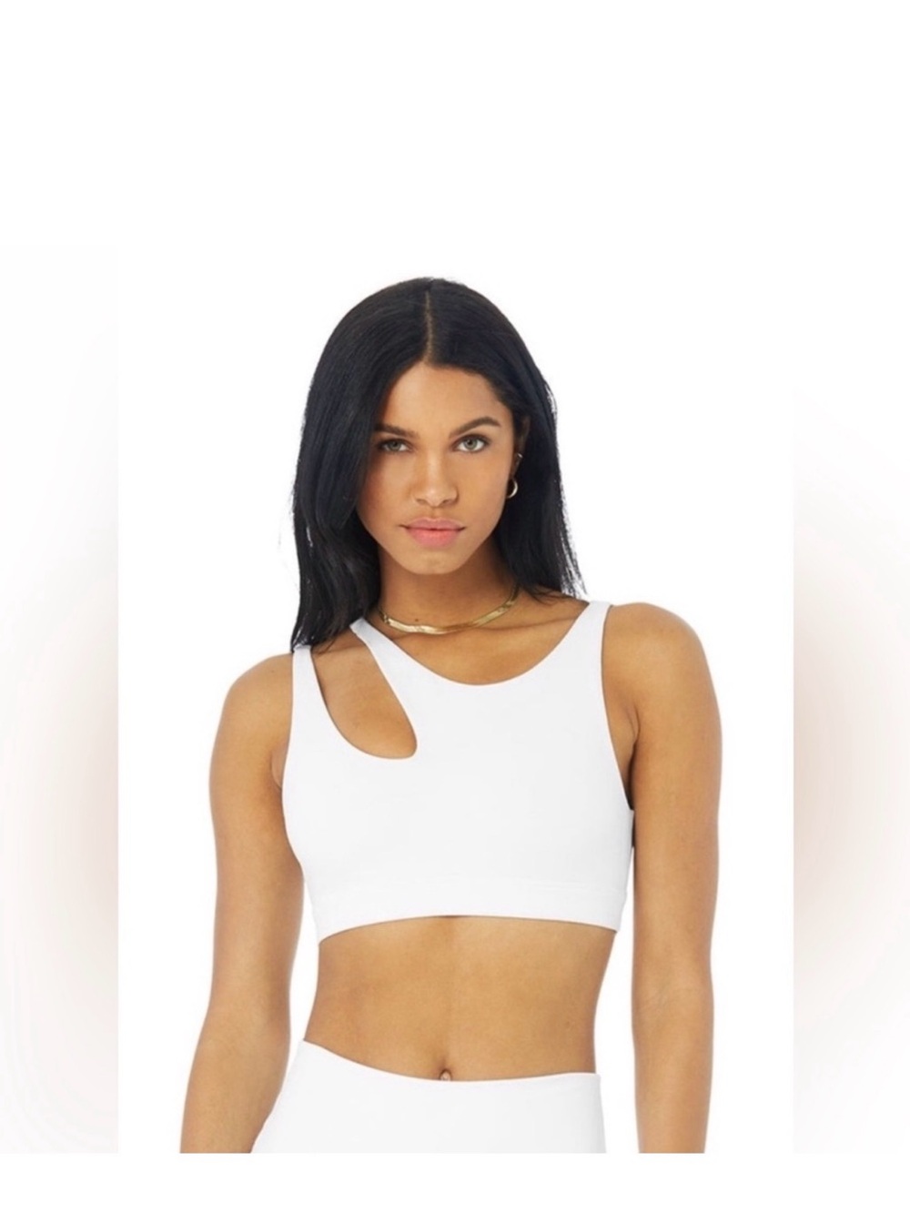 ALO Yoga White Asymmetric Cutout Sports Bra